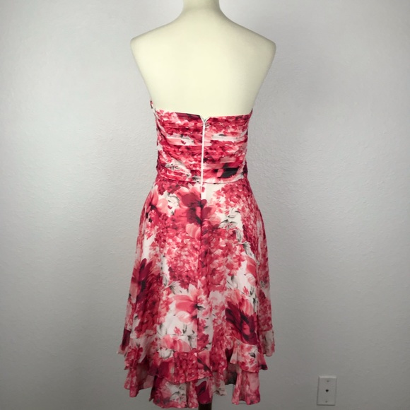 WHBM Silk Floral Tiered Hem Strapless Dress - Picture 6 of 7
